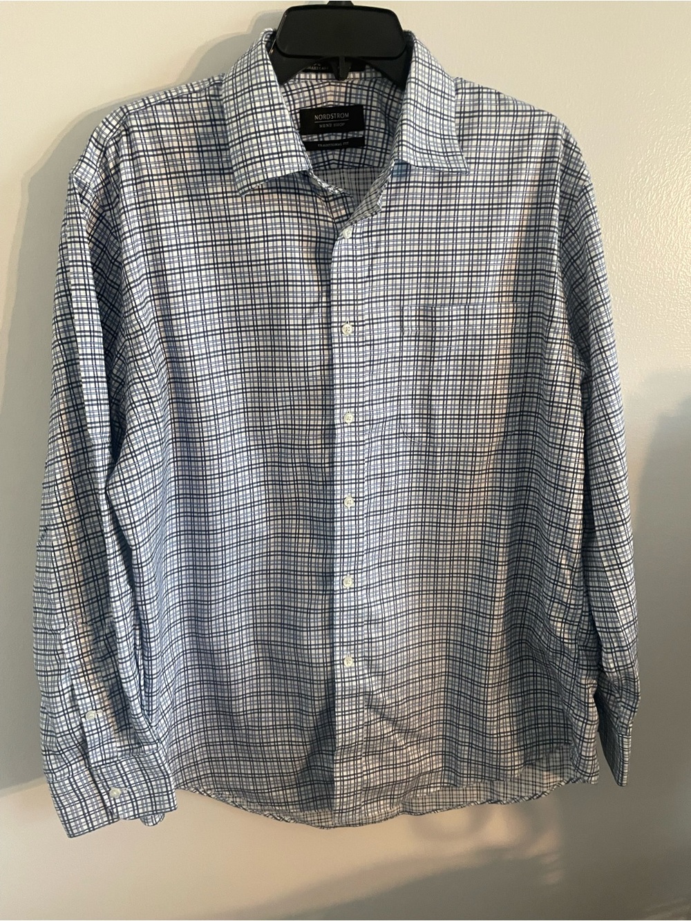 Nordstrom Men’s Blue and White Windowpane Dress Shirt